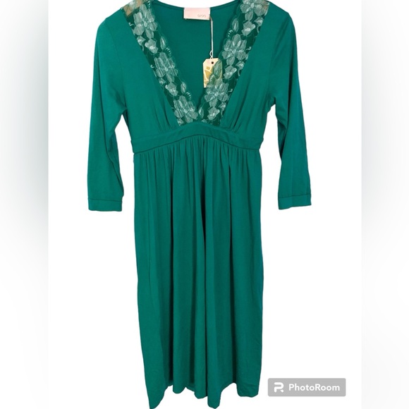 Staci Woo Green Empire With Lace Dress Y2K NWT Size S - Picture 1 of 6